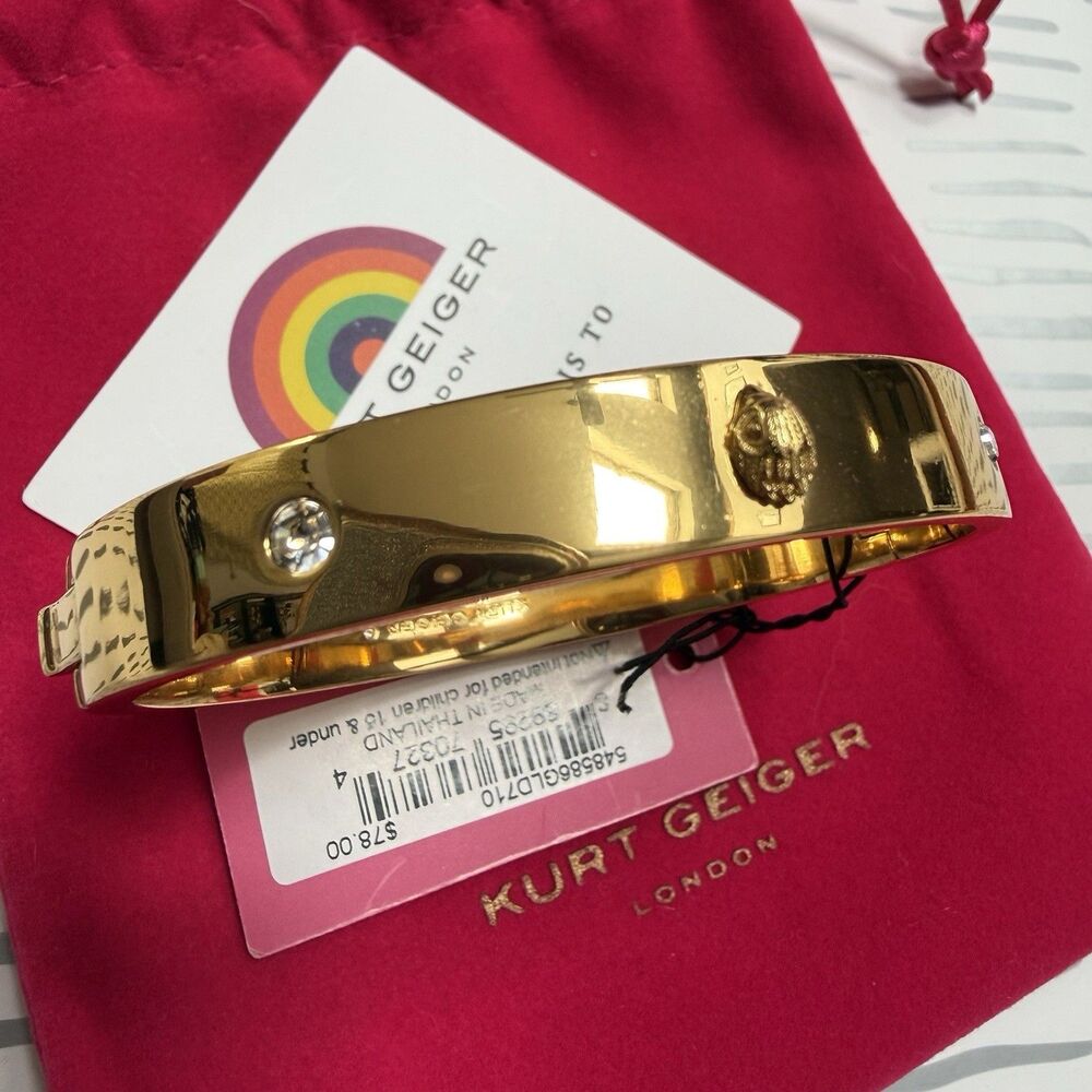 Kurt Geiger Eagle Bangle Bracelet Gold Tone NWT Rhinestone & Eagle Past Season